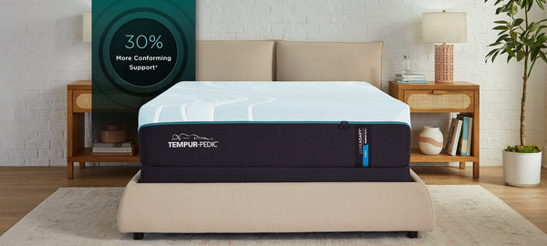 "Vista superior del Colchón TEMPUR-LuxeAdapt 2.0 Suave mostrando su superficie afelpada y suave para aliviar la presión"